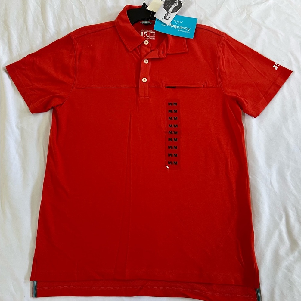🔥JKL JUST KEEP LIVING PERFORMANCE ADVANTEDGE RED POLO MEN'S SIZE MEDIUM NWT